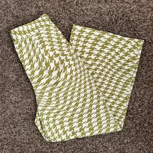Urban Outfitters Olive and Cream Houndstooth Wide Leg Pants Size M
